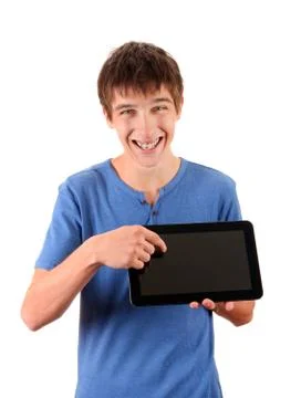 Young Man with Tablet Computer Stock Photos