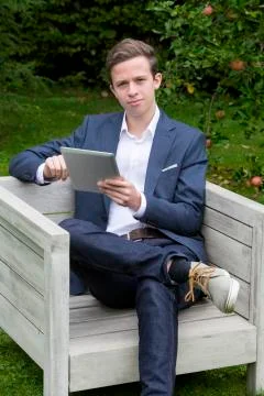 Young man with tablet Foto stock