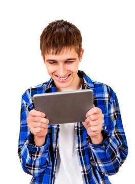 Young Man with a Tablet Stock Photos