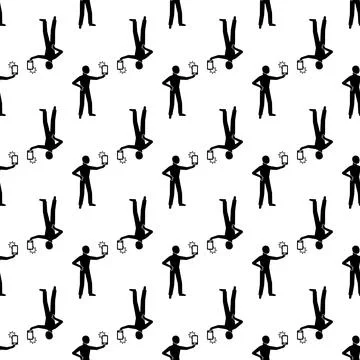 Young man take selfie pattern seamless vector Stock Illustration