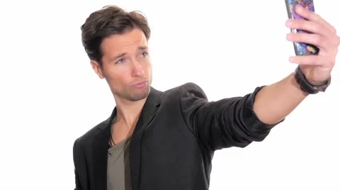Young man taking a selfie Stock Footage 45894399