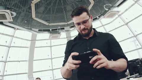 Young man taking selfie at work Video stock 73468913