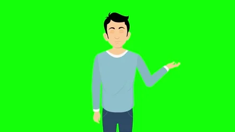 Young man talking character animation front View green screen 4k Stock Footage 279489596
