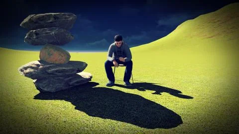 Young man  talking on his mobile Illustrazione stock