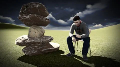 Young man  talking on his mobile 库存插图