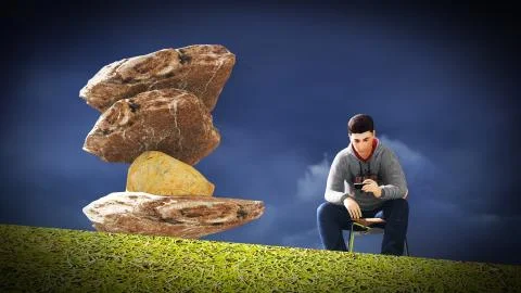 Young man  talking on his mobile Stock Illustration
