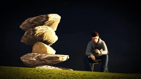 Young man  talking on his mobile Stock Illustration
