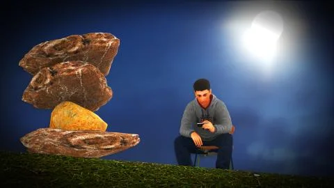 Young man  talking on his mobile Stock Illustration