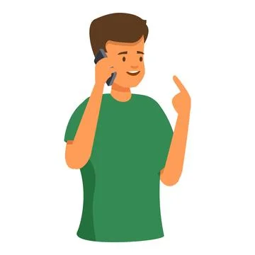 Young man talking on the phone is explaining something Illustrazione stock
