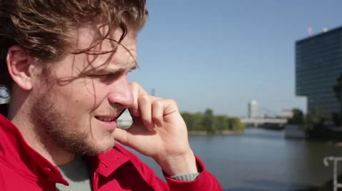 Young man talking on phone. Stock Footage 41864957