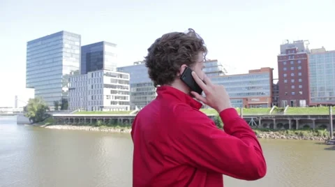 Young man talking on phone. Stock Footage 41865046