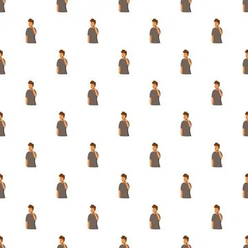 Young man talking on phone seamless pattern Stock Illustration