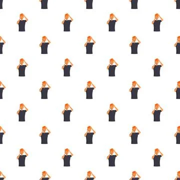 Young man talking on phone seamless pattern Stock Illustration