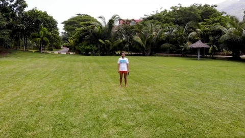 A young man is testing a drone. Stock Footage 102042825