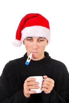 Young Man with Thermometer Foto stock