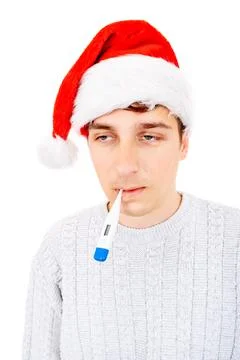 Young Man with a Thermometer Stock Photos