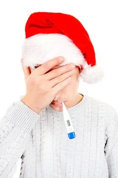 Young Man with a Thermometer Foto stock