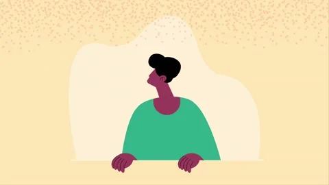 Young man thinking about ideas looking up with curious expression in animat.. 動画素材 338422113