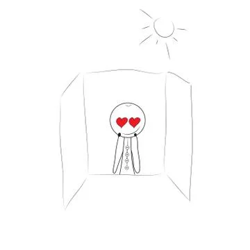Young man thinking about love. Stock Illustration