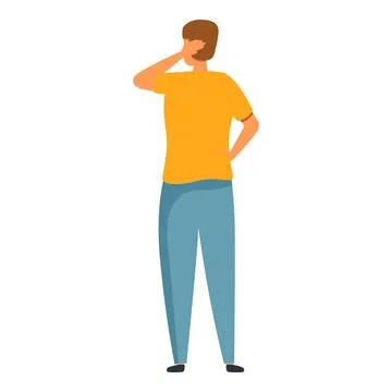 Young man is thinking and scratching his head イラスト素材