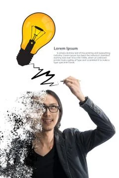 Young man Thinking A Big Idea Illustrazione stock