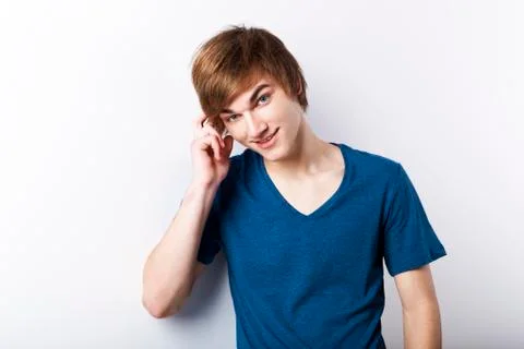 Young man with a thinking face Stock Photos