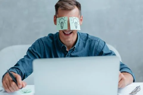 Young man is thinking of a good creative idea. Foto stock