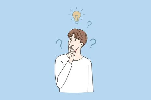 Young man thinking of innovative idea Stock Illustration