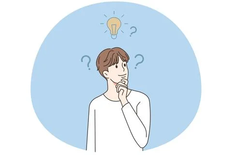 Young man thinking of innovative idea イラスト素材
