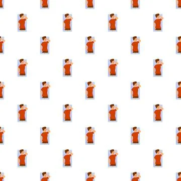 Young man thinking inside smartphone screen seamless pattern Stock Illustration