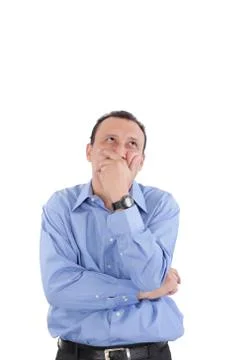 Young man thinking, isolated on white Stock Photos