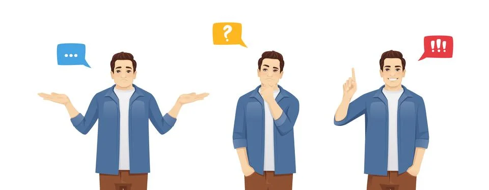 Young man thinking making idea Stock Illustration