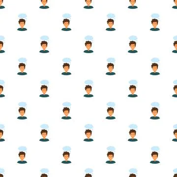 Young man thinking pattern background with thought bubbles Stock Illustration
