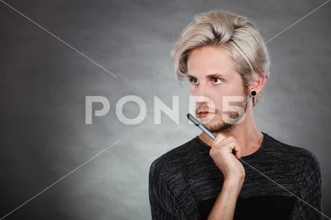 Young man thinking seek a solution Stock Photos