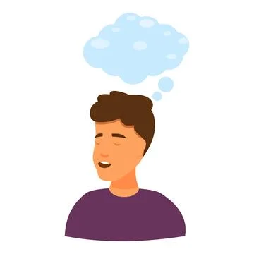 Young man thinking with thought bubble appearing over his head Stock Illustration