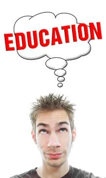 Young man thinks about his education Stock Illustration