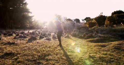 Young man throwing his rag glove Stock Footage 144028958