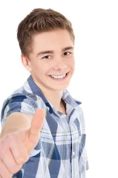 Young man with thumbs up Stock Photos