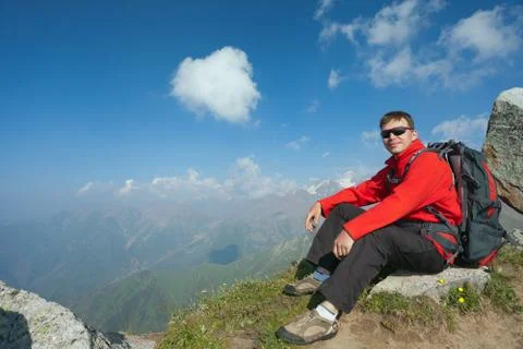Young man on top. Stock Photos
