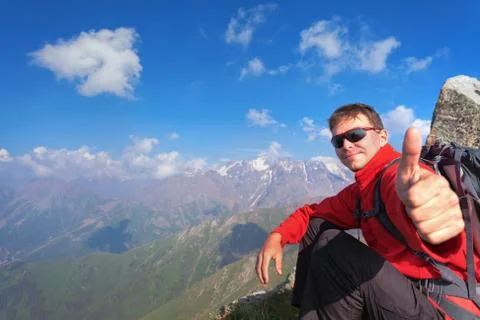 Young man on top. Foto stock