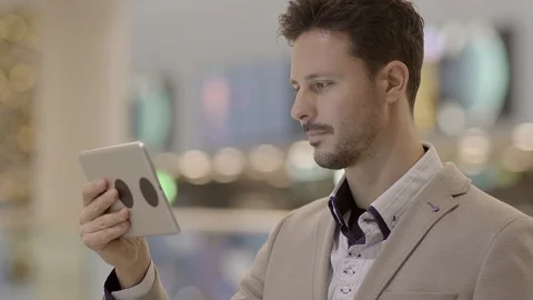 Young Man with Touchscreen Tablet PC Stock Footage 87739570