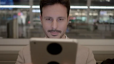 Young Man with Touchscreen Tablet PC Stock Footage 87743660