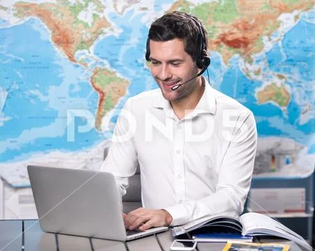 Young Man Tour Agency Concept Stock Photos