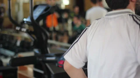 Young man is training in  gym Stock Footage 37177727