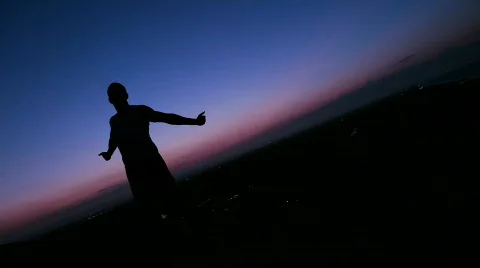 Young Man training in the sunset Stock Footage 813116