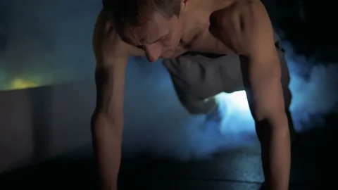 A young man is training. Training in the gym Stock Footage 84746151
