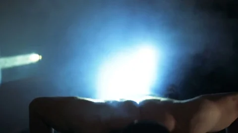 A young man is training. Training in the gym Stock Footage 84746401