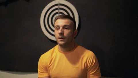 A young man is training. Training in the gym Stock Footage 84752278