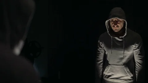 A young man is training. Training in the gym Stock Footage 84753372