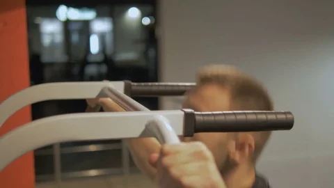 A young man is training. Training in the gym Stock Footage 84754501